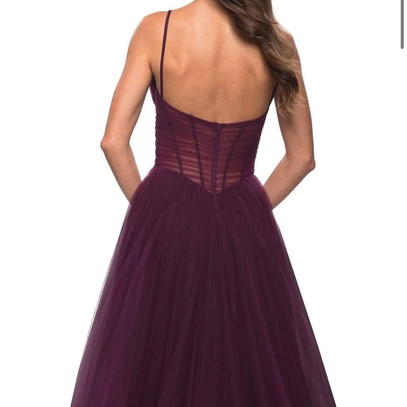 La Femme A-Line Tulle Ballgown Gown Bridesmaid Grad Dress Size 12 Dark B… - Picture 8 of 9
